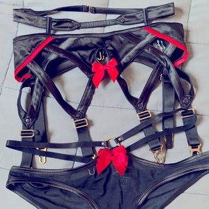 NWOT Honey Birdette suspenders and cheeky panty S